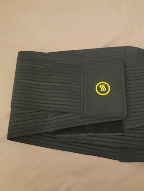 Black Adjustable Back Support Belt with Yellow Logo